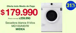 Tottus MIDEA Secadora blanca 9 kilos MD100A90/W oferta