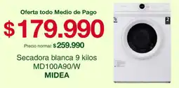 Tottus MIDEA Secadora blanca 9 kilos MD100A90/W oferta