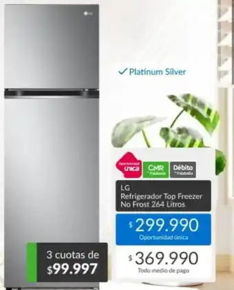 Constructor Sodimac Lg - refrigerador top freezer no frost 264 litros oferta