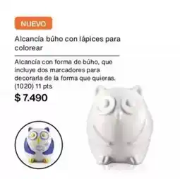 Natura Alcancia búho con lápices para colorear oferta