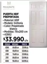 Construmart Masonite - puerta hdf prepintada oferta