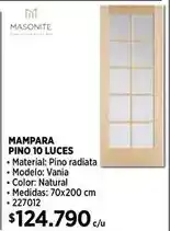 Construmart Mampara pino 10 luces oferta