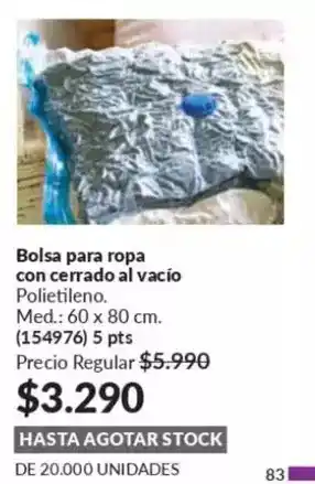 Avon Bolsa para ropa con cerrado al vacio oferta