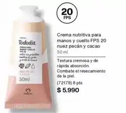 Natura Tododía - crema nutritiva para manos y cuello fps 20 nuez pecan y cacao oferta