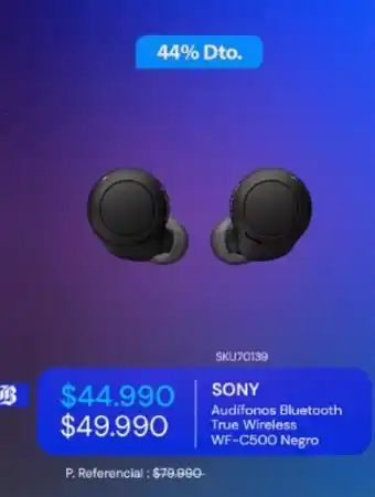 Travel Club Sony - sony - audifonos bluetooth true wireless wf-c500 negro oferta