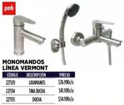Construmart MONOMANDOS LÍNEA VERMONT LAVAMANOS oferta