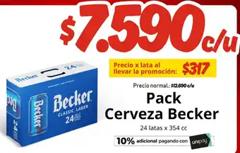Unimarc Pack Cerveza Becker 24 latas x 354 cc oferta