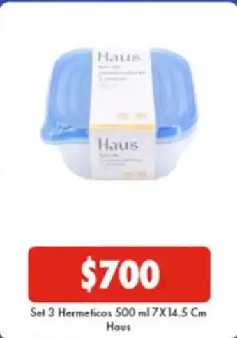 Super Bodega a Cuenta Haus - set 3 hermeticos 500 ml 7x 14.5 cm havs oferta
