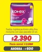 Fabrics Kotex - toallas higienicas ultra fina nocturna con alas paquete oferta