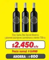 Mayorista 10 Carmenere - vino santa rita secret reserve cabernet sauvignon, carmèniere o merlot oferta