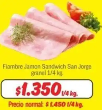 Mayorista 10 Fiambre Jamon Sandwich San Jorge granel oferta