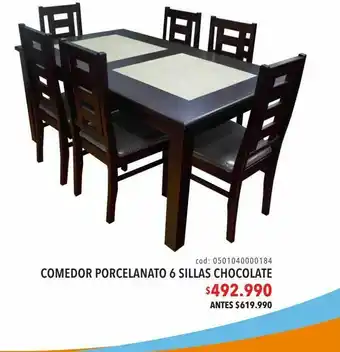 Coopelan Comedor porcelanato 6 sillas chocolate oferta