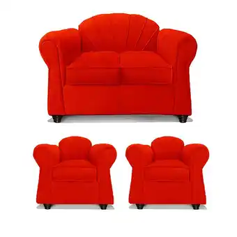 Abcdin Juego de Living Elegant Detail Marsella Sofá 2 Cuerpos + Dos Sillones 1 Cuerpo Rojo oferta