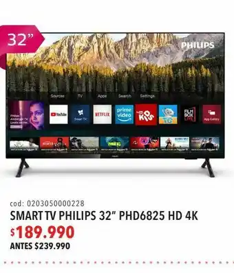 Coopelan Smart tv philips 32” phd6825 hd 4k oferta