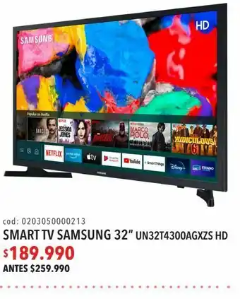 Coopelan Smart tv samsung 32” un32t4300agxzs hd oferta