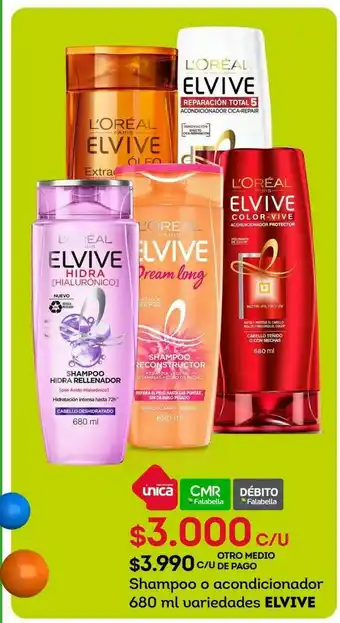 Tottus Shampoo o acondicionador 680 ml variedades elvive oferta