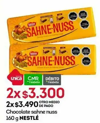 Tottus Chocolate sahne nuss 160 g nestlé oferta