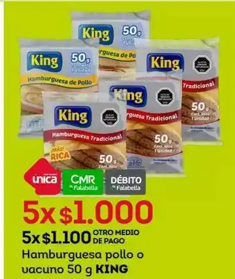 Tottus Hamburguesa pollo o vacuno 50 g king x 5 oferta