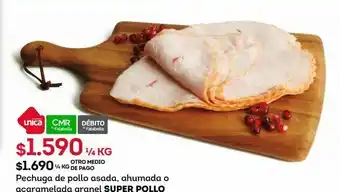 Tottus Pechuga de pollo asada, ahumada o acaramelada granel super pollo oferta