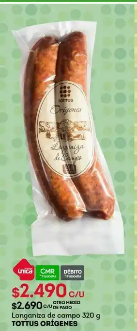 Tottus Longaniza de campo 320 g tottus orígenes oferta
