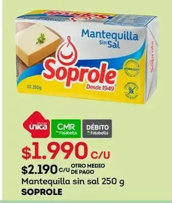 Tottus Mantequilla sin sal 250 g soprole oferta