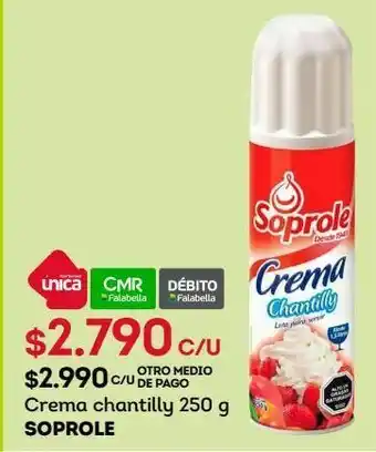 Tottus Crema chantilly 250 g soprole oferta