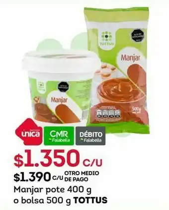 Tottus Manjar pote 400 g o bolsa 500 g tottus oferta