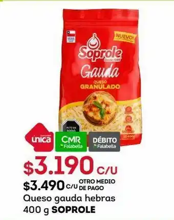 Tottus Queso gauda hebras 400 g soprole oferta