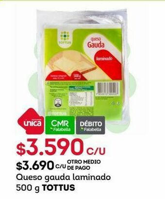 Tottus Queso gauda laminado 500 g tottus oferta
