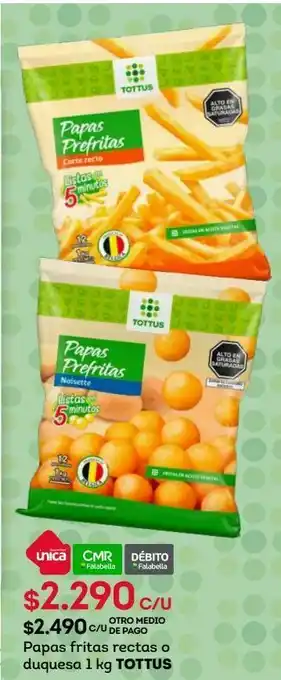 Tottus Papas fritas rectas o duquesa 1 kg tottus oferta