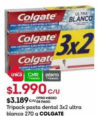 Tottus Tripack pasta dental 3x2 ultra blanco 270 g colgate oferta