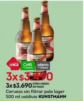 Tottus Cerveza sin filtrar pale lager 500 ml valdivia kunstmann oferta