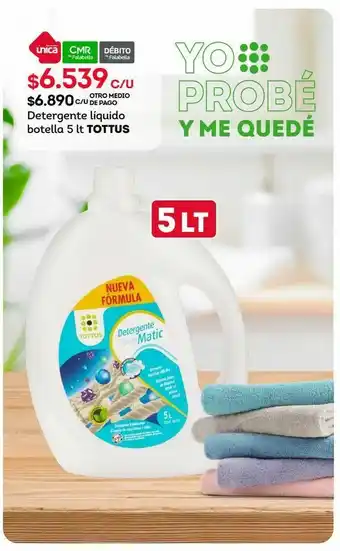 Tottus Detergente líquido botella 5 lt tottus oferta