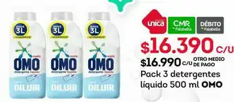 Tottus Pack 3 detergentes líquido 500 ml omo oferta
