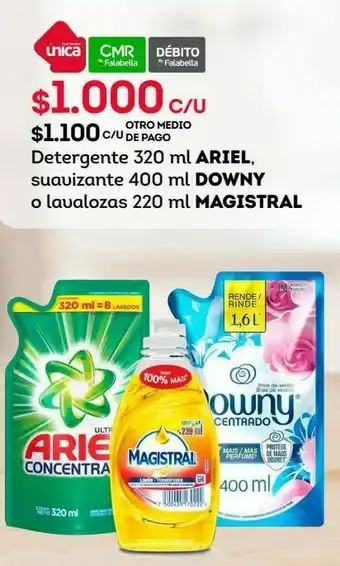 Tottus Detergente 320 ml ariel, suavizante 400 ml downy o lavalozas 220 ml magistral oferta
