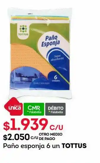 Tottus Paño esponja 6 un tottus oferta