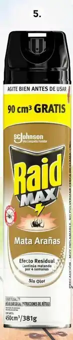 Tottus Insecticida aerosol max bonus 450 cc raid oferta