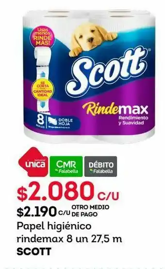 Tottus Papel higiénico rindemax 8 un 27,5 m scott oferta