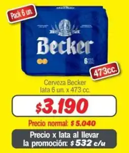 Mayorista 10 Cerveza Becker oferta