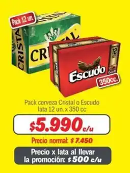 Mayorista 10 Pack cerveza Cristal o Escudo oferta