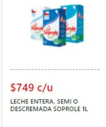 Santa Isabel Leche Entera Semi o Descremada Soprole 1L oferta