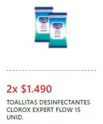 Toallitas Desinfectantes Clorox Expert Flow 2x15 unid