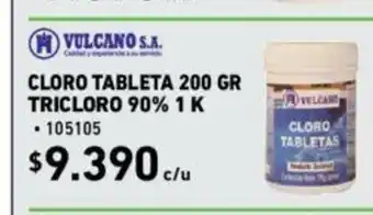 Construmart Vulcano S.A Cloro Tableta 200 gr Tricloro 90% 1K oferta