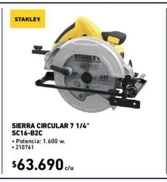 Construmart Stanley Sierra Circular 7 1/4" SC16-B2C oferta