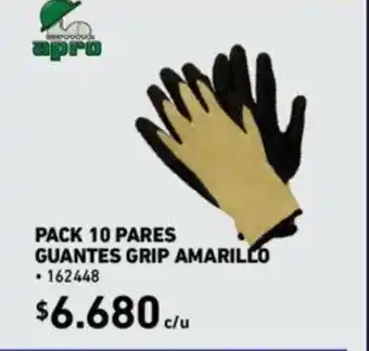 Construmart apro Pack 10 Pares Guantes Grip Amarillo oferta