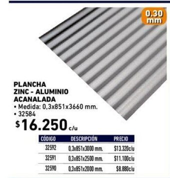 Construmart Plancha Zinc - Aluminio Acanalada oferta