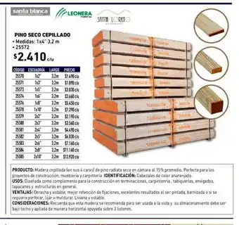 Construmart Santa Blanca Pino Seco Cepillado oferta
