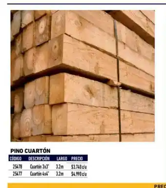 Construmart Pino Cuarton 3x3" 3.2m oferta