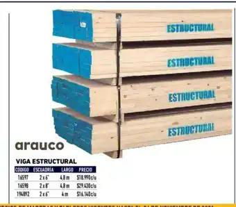 Construmart Arauco Viga Estructural 2x6" 4.8m oferta