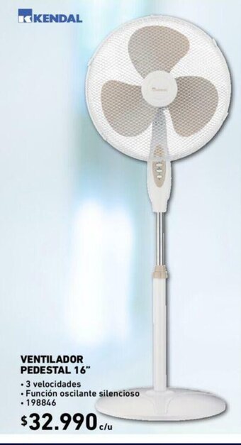 Construmart Kendal Ventilador Pedestal 16" oferta